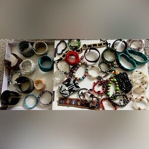 Huge Lot of Colorful Beaded Bracelets, lot, set